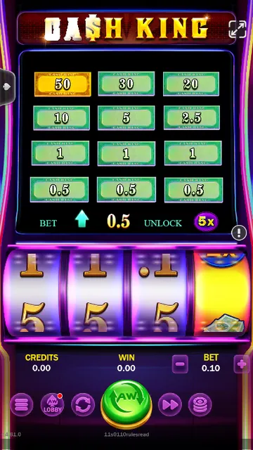 Skrin permainan Cash King di ACEWIN BolehSpin