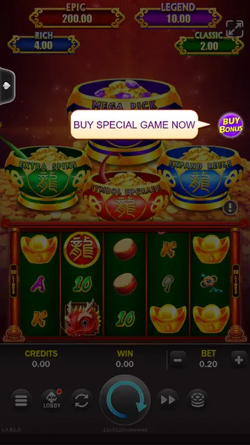 Skrin permainan Dragon Bao Bao 2 di ACEWIN BolehSpin