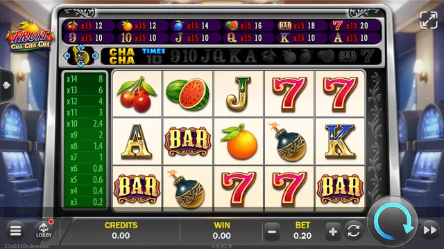 Fruit CHA-CHA-CHA game screen on ACEWIN at BolehSpin