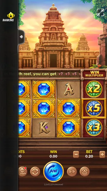 Skrin permainan Lucky Gems di ACEWIN BolehSpin