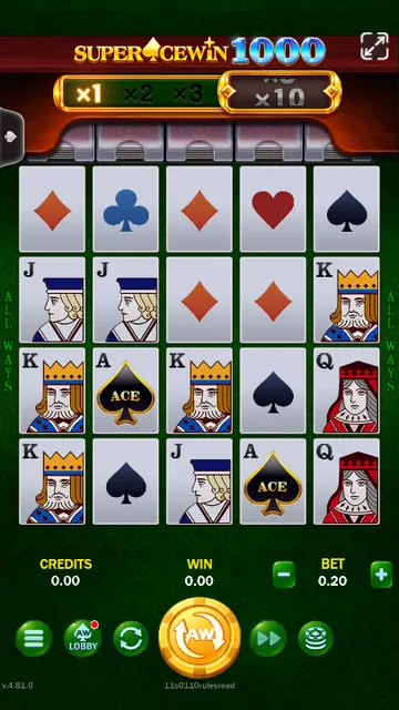 Skrin permainan Super AceWin 1000 di ACEWIN BolehSpin