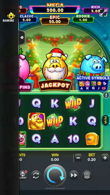Skrin permainan Triple Christmas Piggies di ACEWIN BolehSpin