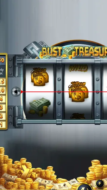 Skrin permainan Bust Treasury di DragoonSoft BolehSpin