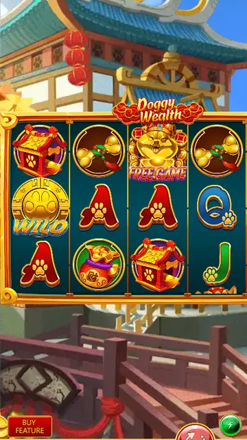 Skrin permainan Doggy Wealth di DragoonSoft BolehSpin