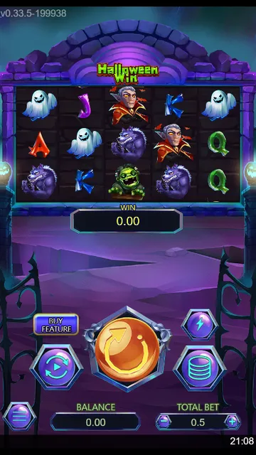 Skrin permainan Halloween Win di DragoonSoft BolehSpin