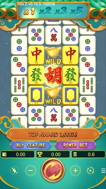 Skrin permainan Mahjong Win 2 di DragoonSoft BolehSpin