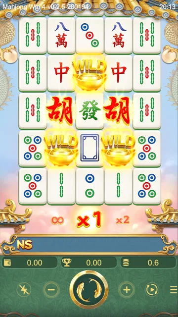 Skrin permainan Mahjong Win 4 di DragoonSoft BolehSpin