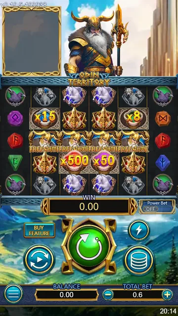Skrin permainan Odin Territory di DragoonSoft BolehSpin