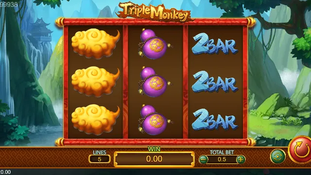 Triple Monkey game screen on DragoonSoft at BolehSpin