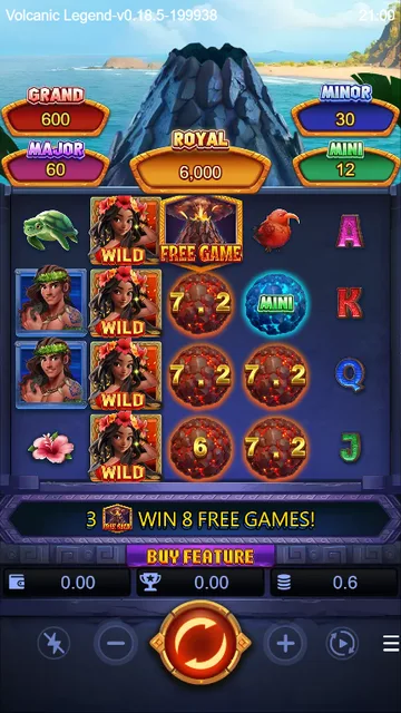 Skrin permainan Volcanic Legend di DragoonSoft BolehSpin