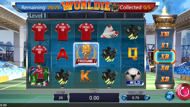 Skrin permainan Worldie di DragoonSoft BolehSpin