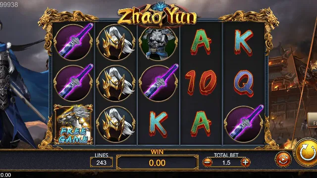 Skrin permainan Zhao Yun di DragoonSoft BolehSpin