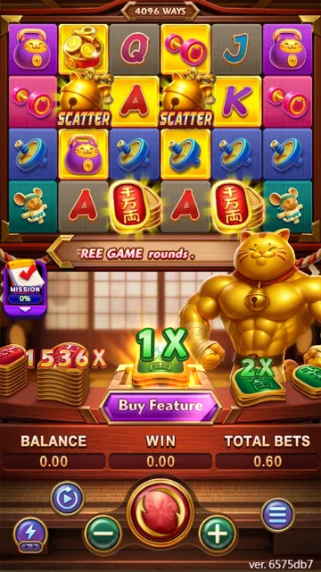 Skrin permainan Muscle Fortune Cat di FaChai BolehSpin