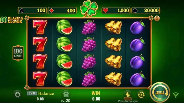 Skrin permainan 100 Blazing Clover di JILI BolehSpin