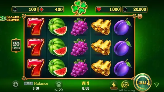 Skrin permainan 20 Blazing Clover di JILI BolehSpin