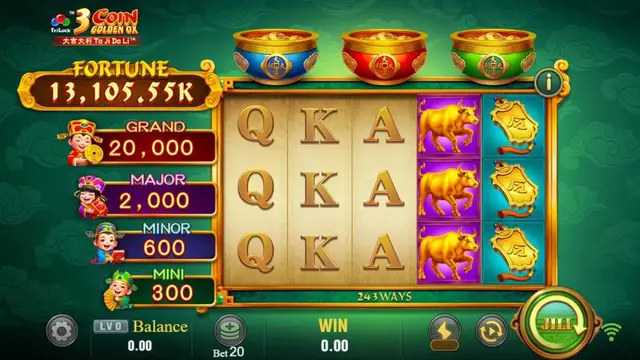 Skrin permainan 3 Coin Golden OX di JILI BolehSpin