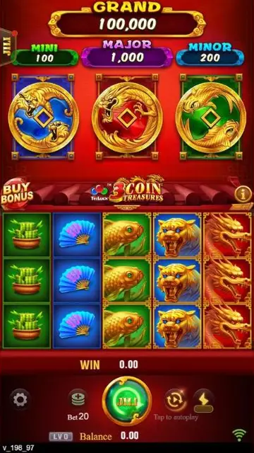Skrin permainan 3 Coin Treasures di JILI BolehSpin