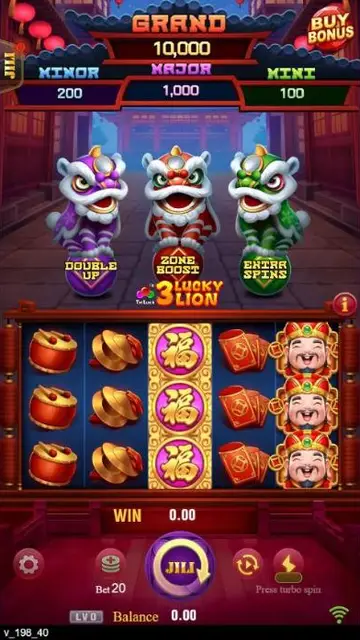 Skrin permainan 3 LUCKY LION di JILI BolehSpin