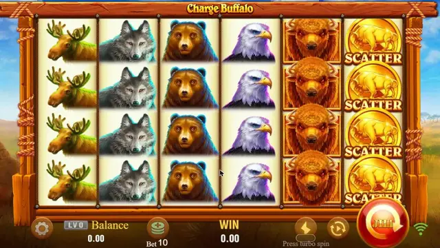 Skrin permainan Charge Buffalo di JILI BolehSpin