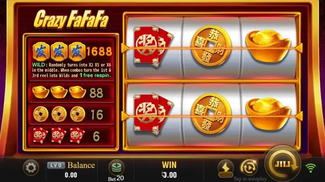Skrin permainan Crazy FaFaFa di JILI BolehSpin