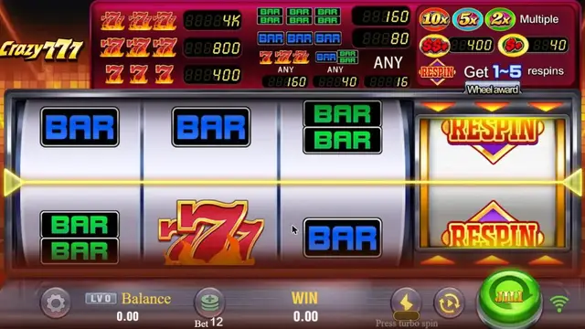 Skrin permainan Crazy777 di JILI BolehSpin