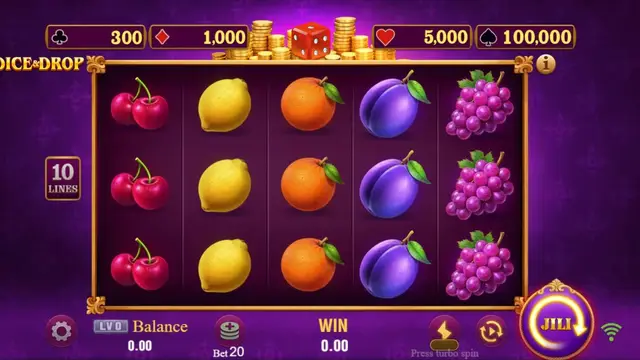 Skrin permainan Dice & Drop di JILI BolehSpin