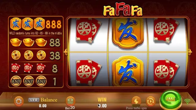 Fa Fa Fa game screen on JILI at BolehSpin