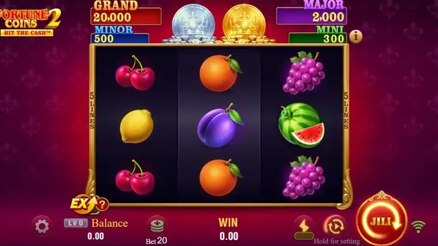 Skrin permainan Fortune Coins 2 di JILI BolehSpin