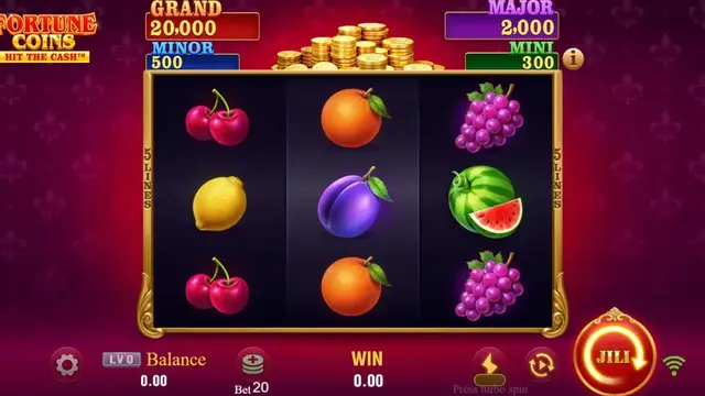 Skrin permainan Fortune Coins di JILI BolehSpin