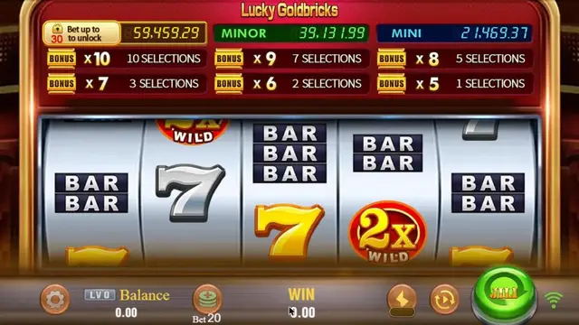 Skrin permainan Lucky Goldbricks di JILI BolehSpin