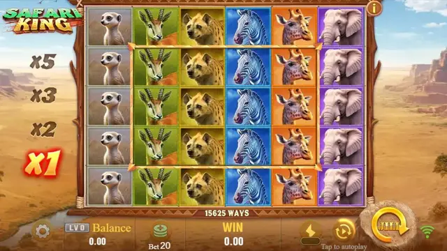 Skrin permainan Safari King di JILI BolehSpin