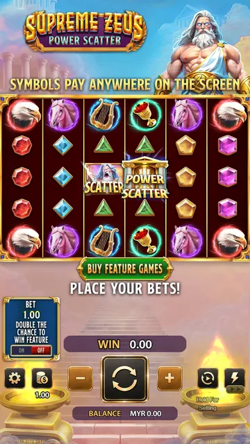 Supreme Zeus Power Scatter game screen on KISS H5 at BolehSpin