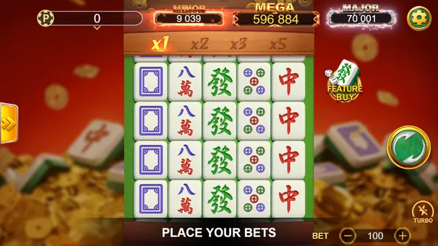 Skrin permainan Mahjong Coming di Lucky365 BolehSpin