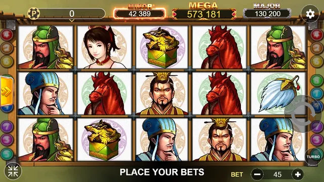 Skrin permainan Three Kingdoms di Lucky365 BolehSpin