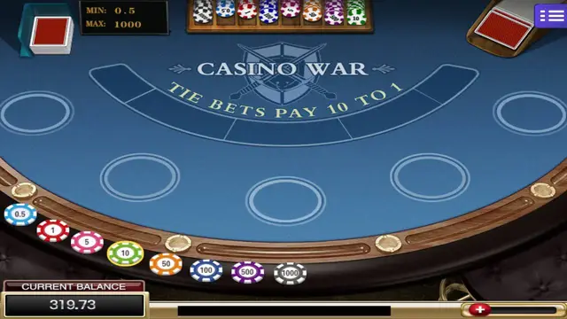 Skrin permainan Casino War di Mega888 H5 BolehSpin