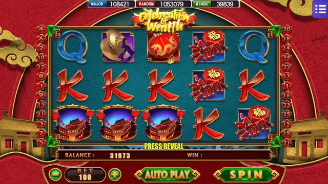 Skrin permainan Celebration of Wealth di Mega888 H5 BolehSpin