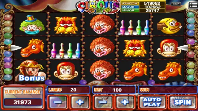 Circus game screen on Mega888 H5 at BolehSpin