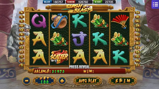 Clash of the Beasts game screen on Mega888 H5 at BolehSpin