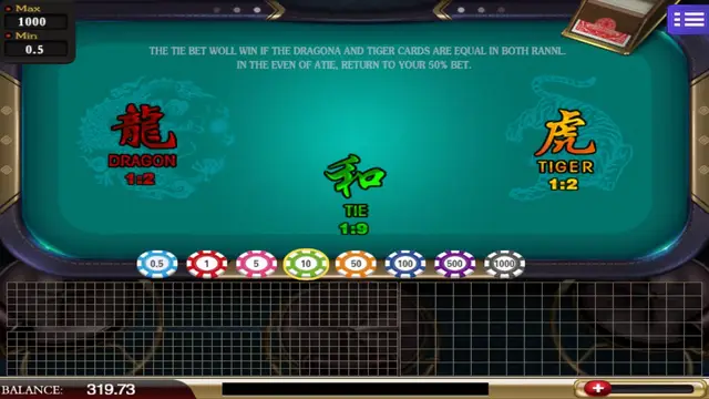 Dragon Tiger 2 game screen on Mega888 H5 at BolehSpin