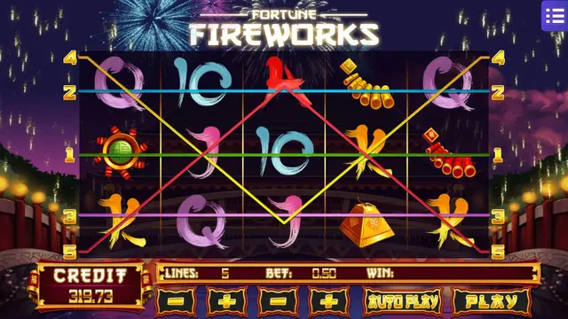 Skrin permainan Fortune Fire Works di Mega888 H5 BolehSpin