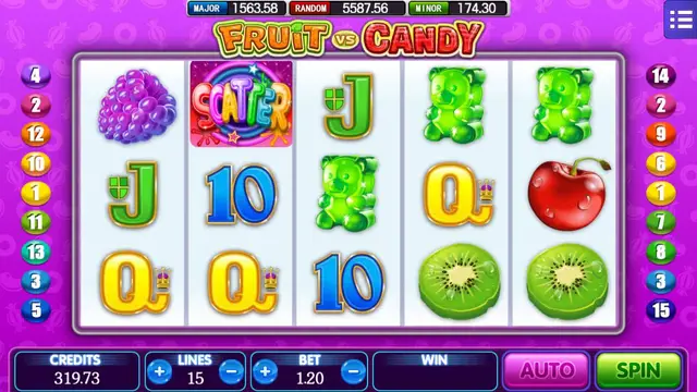 Skrin permainan Fruit VSCandy di Mega888 H5 BolehSpin