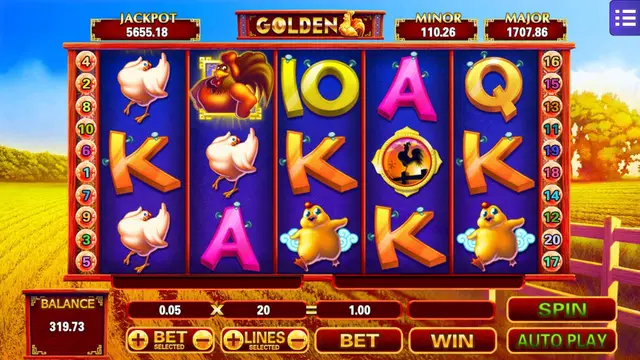 Skrin permainan Golden Cock di Mega888 H5 BolehSpin
