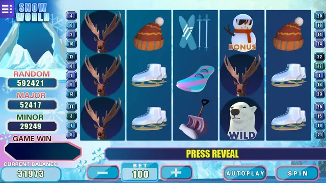 Skrin permainan Snow World di Mega888 H5 BolehSpin