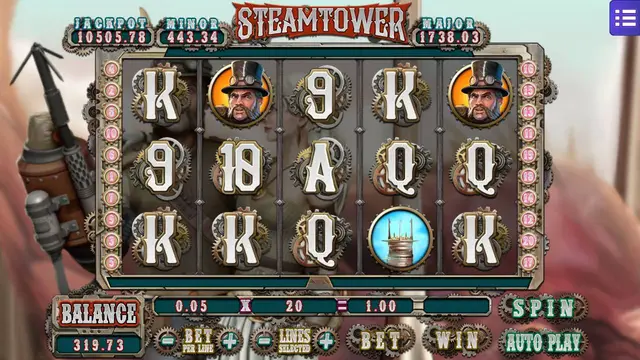 Skrin permainan Steam Tower di Mega888 H5 BolehSpin