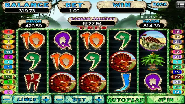 Skrin permainan T-Rex di Mega888 H5 BolehSpin