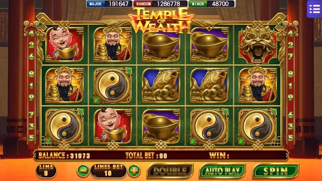 Skrin permainan Temple of Wealth di Mega888 H5 BolehSpin