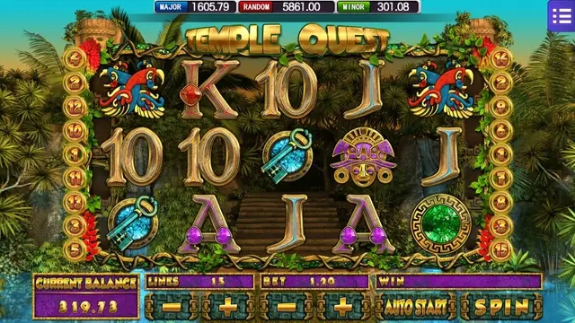 Skrin permainan Temple Quest di Mega888 H5 BolehSpin