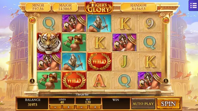 Skrin permainan Tigers Glory di Mega888 H5 BolehSpin