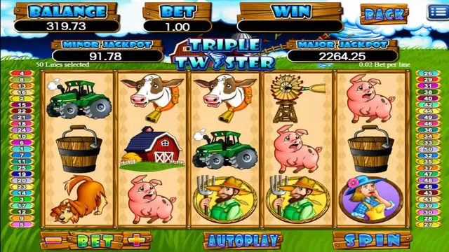 Skrin permainan Triple Twister di Mega888 H5 BolehSpin