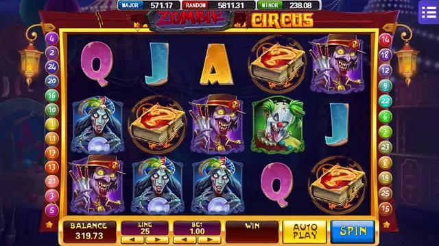 Skrin permainan Zombie Circus di Mega888 H5 BolehSpin